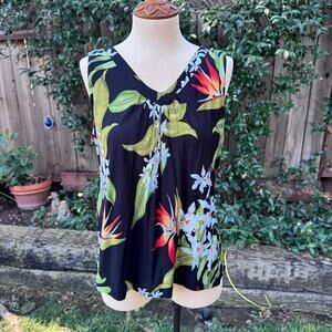 Aloha Hut Hawaii Tropical Print Top Women's Size Large
